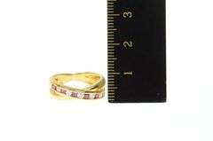 14K Yellow Gold 0.40 Ctw Diamond Tourmaline X Band Ring