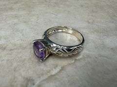 Sterling Silver Natural Gemstone Amethyst Ring Size 10