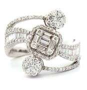 Vera Wang 1.00ctw Pear and Round Diamond Double Frame Engagement Ring in 14K W/Box