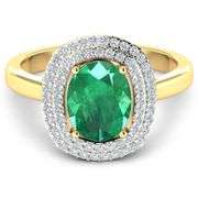 14KT Yellow Gold 1.53ct Zambian Emerald and Diamond Ring