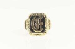 10K Yellow Gold Retro D G Monogram Name Black Onyx Ring