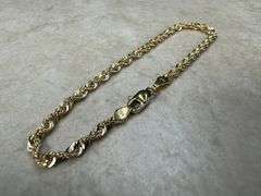 10k Yellow Gold Hollow Diamond-Cut Rope Link Chain 3mm Bracelet 7"