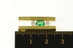 18K Yellow Gold Oval Emerald Marquise Diamond Squared Pendant