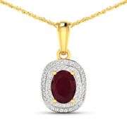 14KT Yellow Gold 1.5ct Ruby and Diamond Pendant with Chain
