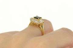 14K Yellow Gold 2.84 Ctw Sapphire Ballerina Diamond Halo Ring