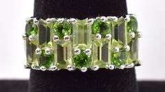 Sterling Silver Green Gemstone Ring