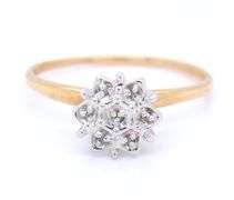 10kt Yellow gold flower style diamond ring