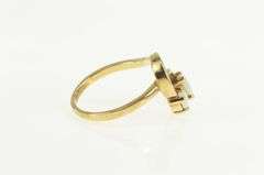 10K Yellow Gold Pearl Natural Opal Retro Curvy Freeform Ring