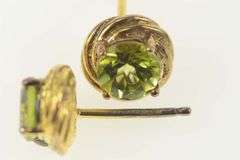 Sterling Silver Round Peridot Twist Design Statement Stud Earrings