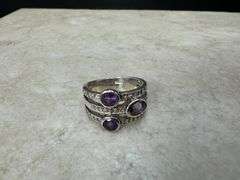 Sterling Silver Natural Gemstone Amethyst Ring Size 6