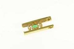 18K Yellow Gold Oval Emerald Marquise Diamond Squared Pendant