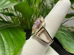 Sterling Silver Natural Gemstone Amethyst Ring Size 8