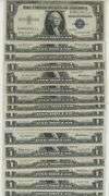 Large lot of 65 $1 Silver Certificates: 35 from 1935 & 30 from 1957. Circs