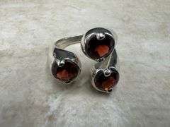 Sterling Silver Gemstone Natural Garnet Ring Size 10