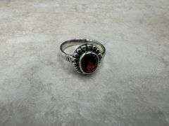 Sterling Silver Gemstone Natural Garnet Ring Size 6