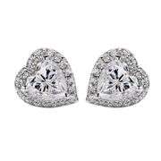 Beautiful Matching 14 Kt Tri-Layered White Gold Heart Cut Fire Moissanite Earrings
