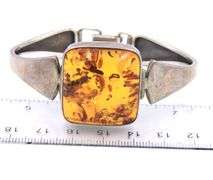 Vintage 925 sterling silver Amber cuff bangle