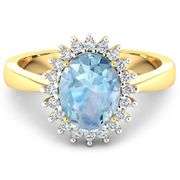 14KT Yellow Gold 0.96ct Aquamarine and Diamond Ring