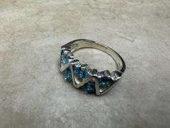 Sterling Silver Natural Gemstone Blue Topaz Ring Size 10
