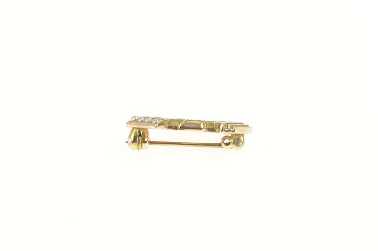 10K Yellow Gold Alpha Delta Kappa Seed Pearl Pillar Lapel Pin/Brooch