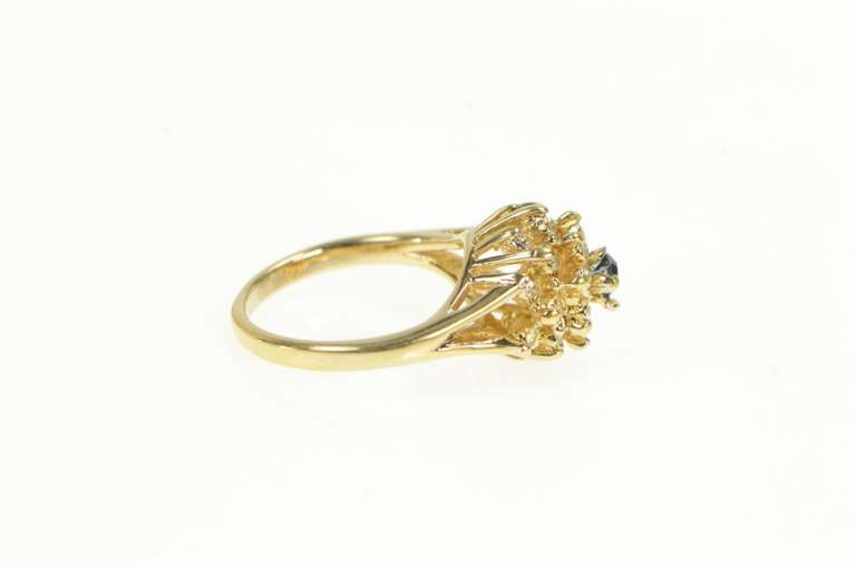 Gold Plated 1940's Sim. Sapphire Domed Halo Cocktail Ring
