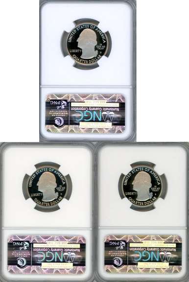 3 Different 2011-S Proof Quarters in NGC PF70 Ultra Cameo