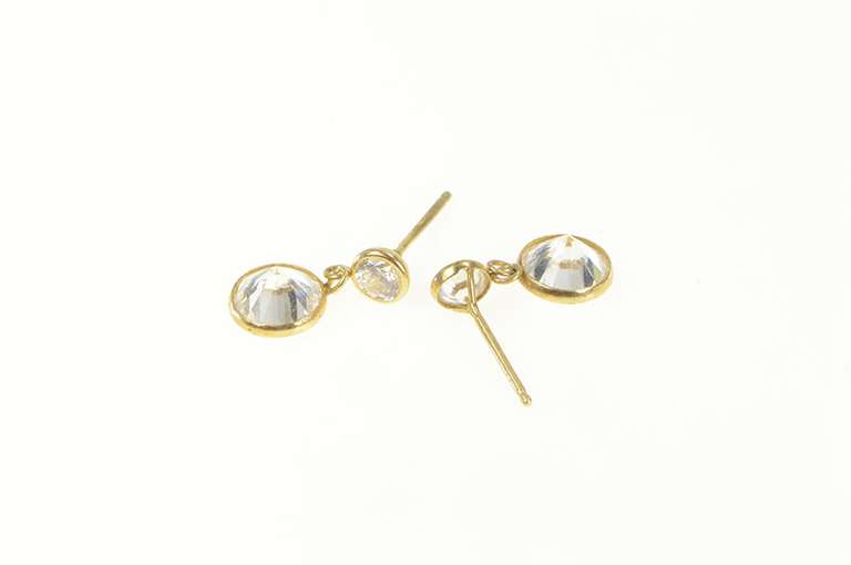 14K Yellow Gold Round Cubic Zirconia Dangle Statement Earrings