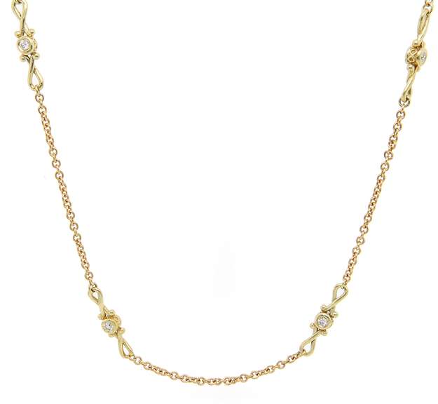 Attractive 0.50ctw Diamond Double Sided Station Necklace in 18K