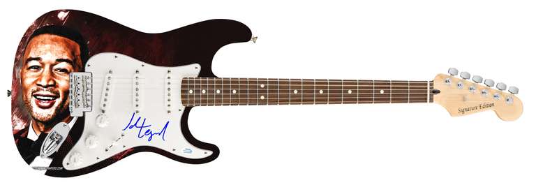 John Legend Autographed Signed 1/1 Custom Graphics Photo Guitar ACOA