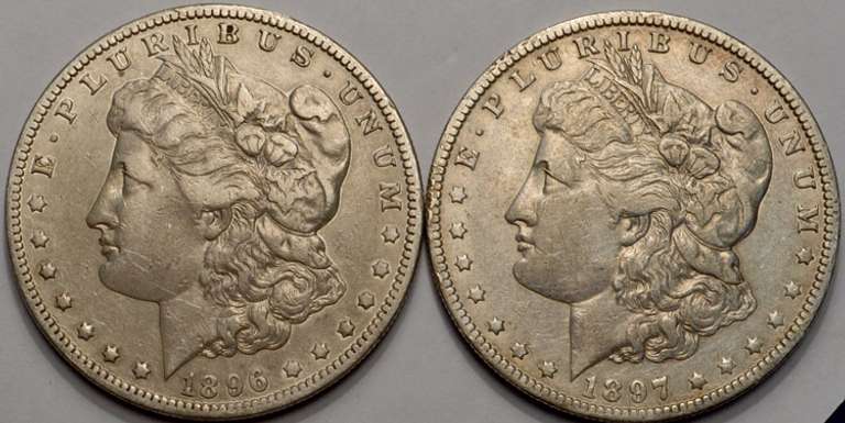 1896-O And 1897-O Morgan Silver Dollars Circulated