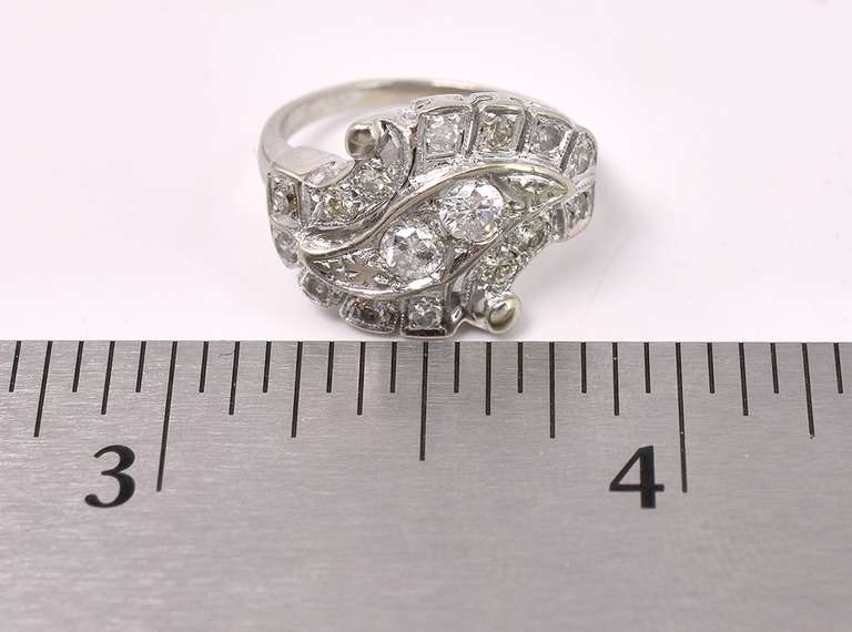 Shiny Diamond Ring In 14K White Gold