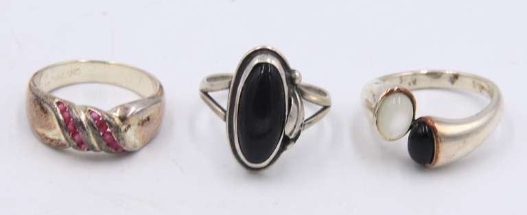 Group Lot of 12 Vintage 925 Sterling Silver Cubic Zirconia Rings