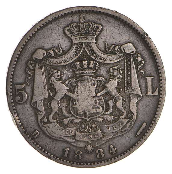 1884 Romania 5 Lei - Circulated