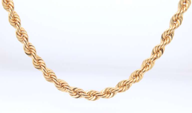 Simple Heavy Yellow Gold Rope Chain Necklace