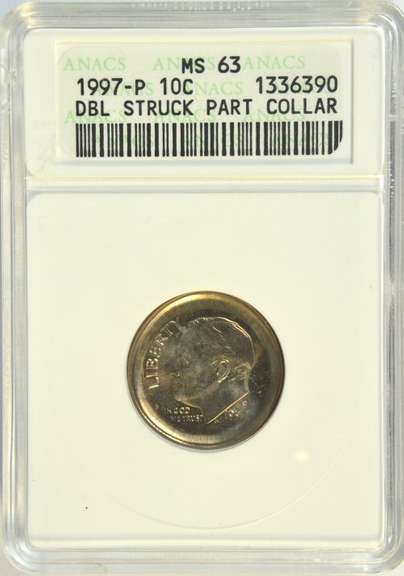 Choice BU Double Struck 1997-P Roosevelt Dime Error. ANACS MS63