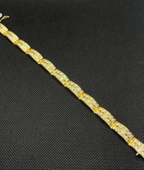 STUNNING 3.50 CARART T.W. MENS 14K YELLOW GOLD DIAMOND BRACELET