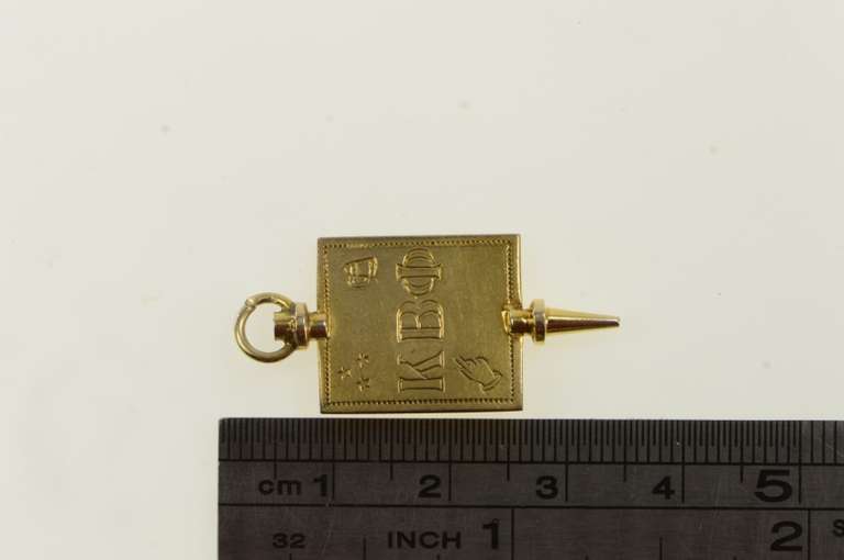 10K Yellow Gold Kappa Beta Phi Engraved Fraternity Greek Charm/Pendant