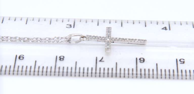 Sparkling White Gold Diamond Accent Cross Pendant on Chain