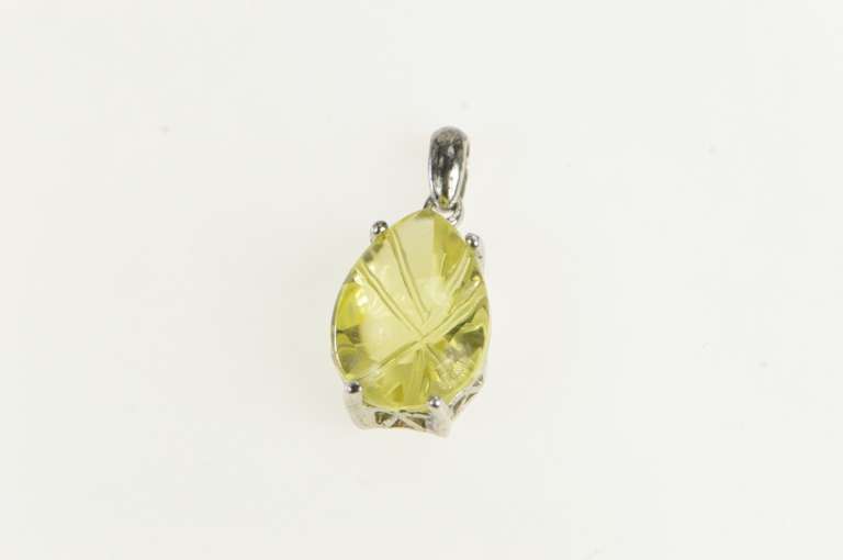 Sterling Silver Pear Fantasy Cut Citrine Tear Drop Statement Pendant