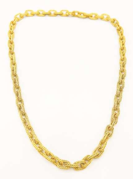 18kt Solid Yellow Gold Woven Link Necklace
