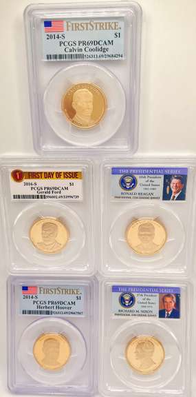Very collectable 5 gold plated proof presidential coin