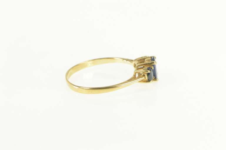 14K Yellow Gold Three Stone Natural Sapphire Engagement Ring