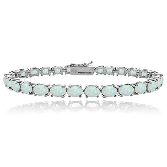 Created White Opal Tennis Bracelet