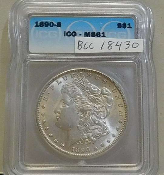 1890-S Morgan Dol ICG MS-61 hard date