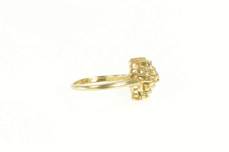 14K Yellow Gold 0.25 Ctw Diamond Wavy Cluster Bypass Ring