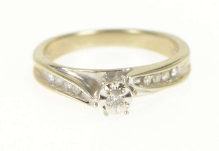 10K White Gold Diamond Classic Vintage Promise Engagement Ring