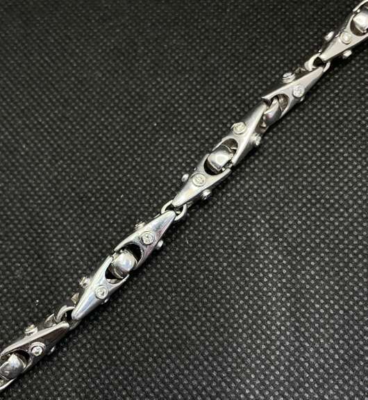 UNIQUE MEN'S 4.30 CARATS T.W. DIAMOND 14K WHITE GOLD BRACELET