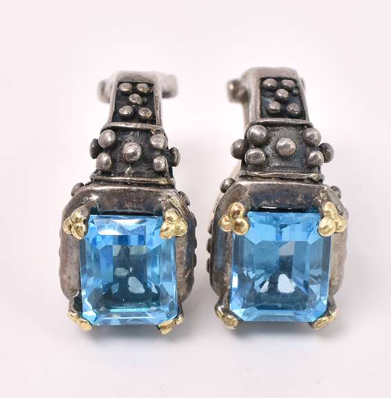 Elegant Blue Topaz Earrings In Sterling Silver