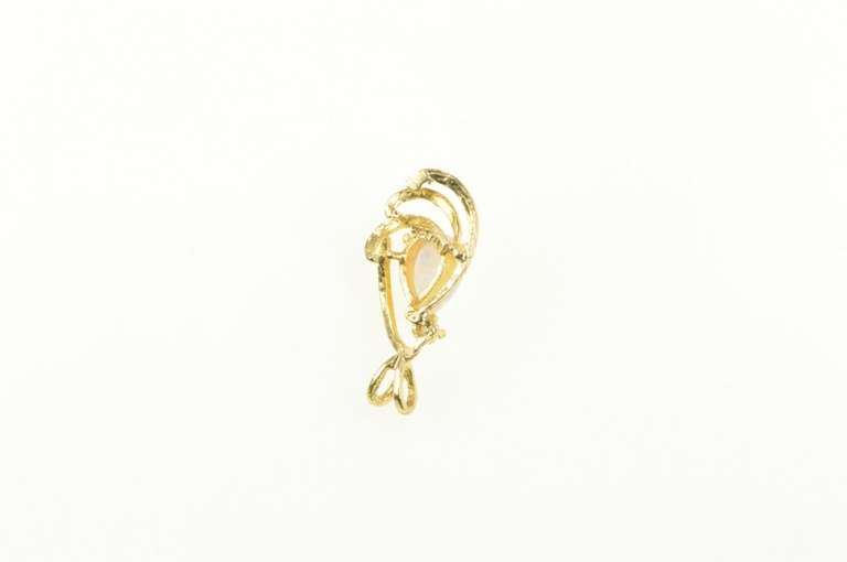 14K Yellow Gold Pear Syn. Opal Diamond Accent Classic Pendant