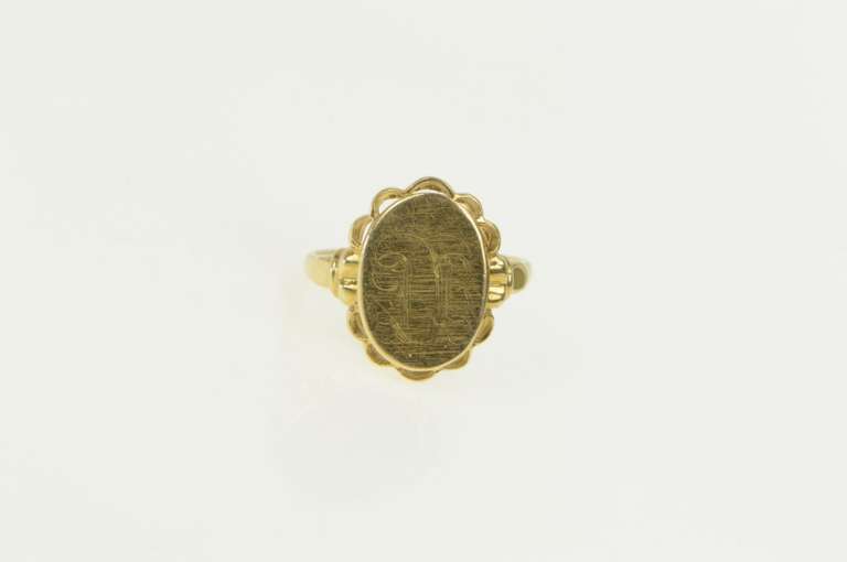 14K Yellow Gold G B D Monogram Initial Name Letter Vintage Ring